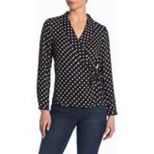 Adrianna Papell Women's size M blouse polkadot NWT